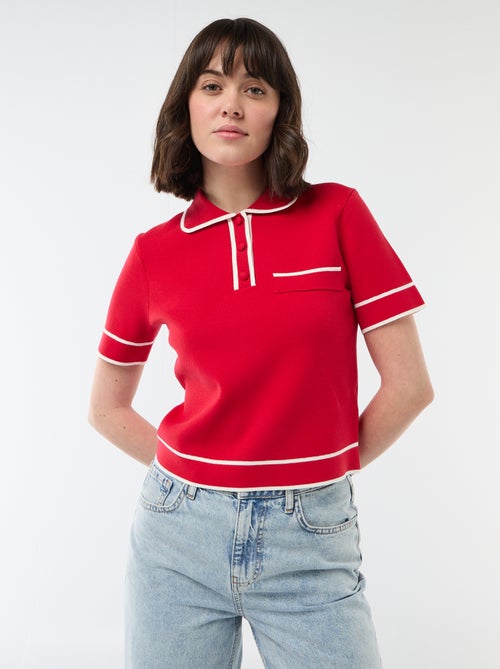 Polo de manga curta em piqué de algodão - Kiabi