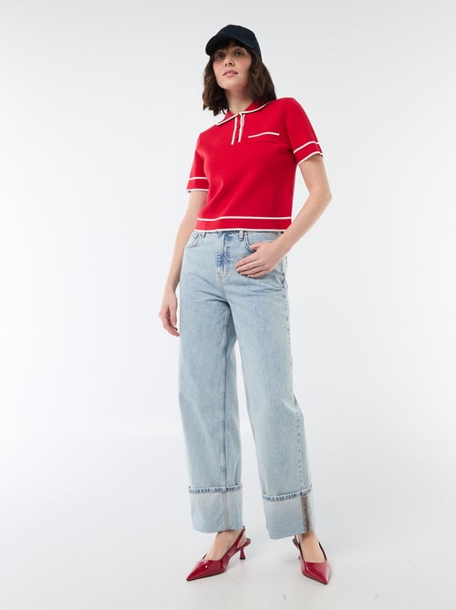 Polo de manga curta em piqué de algodão - Kiabi