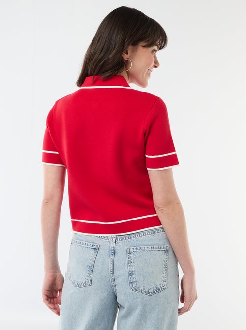 Polo de manga curta em piqué de algodão - Kiabi