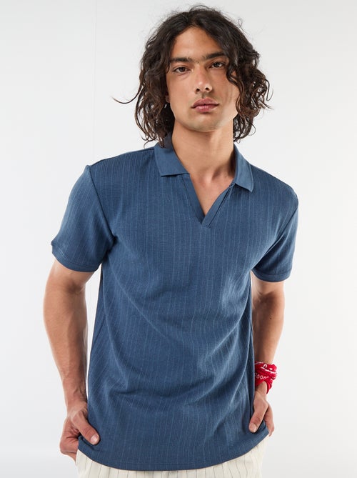 Polo de manga curta em tecido favo de mel - Kiabi