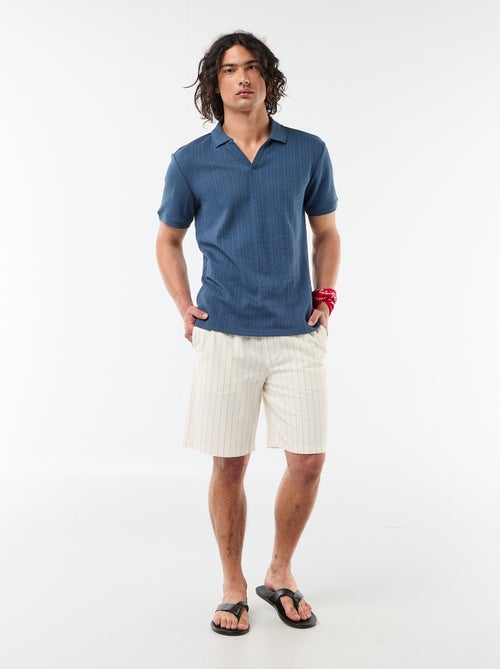 Polo de manga curta em tecido favo de mel - Kiabi