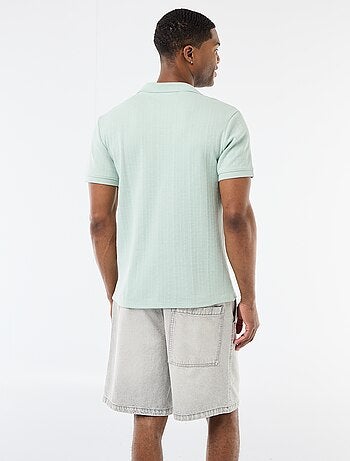 Polo de manga curta em tecido favo de mel