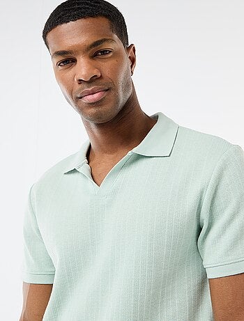 Polo de manga curta em tecido favo de mel