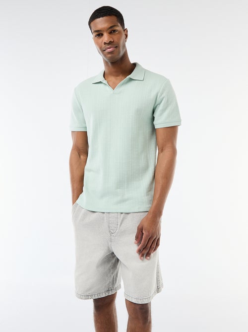 Polo de manga curta em tecido favo de mel - Kiabi