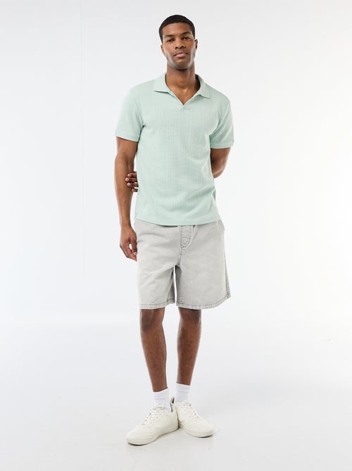 Polo de manga curta em tecido favo de mel - Kiabi