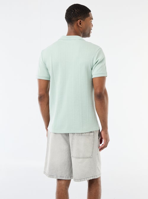 Polo de manga curta em tecido favo de mel - Kiabi