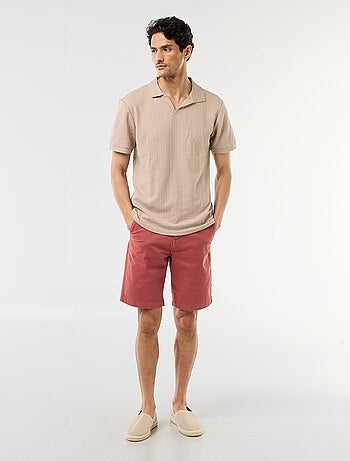 Polo de manga curta em tecido favo de mel