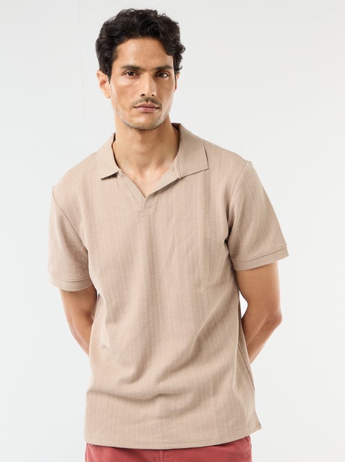 Polo de manga curta em tecido favo de mel - Kiabi