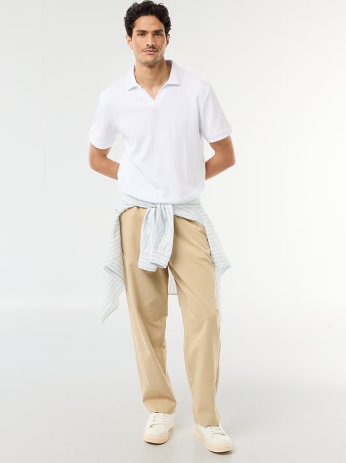 Polo de manga curta em tecido favo de mel - Kiabi