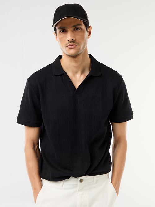 Polo de manga curta em tecido favo de mel - Kiabi