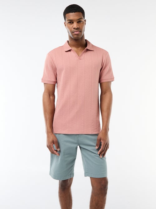 Polo de manga curta em tecido favo de mel - Kiabi