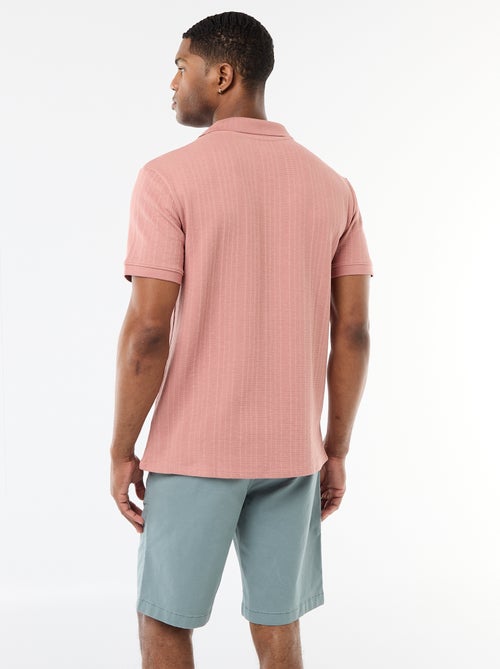 Polo de manga curta em tecido favo de mel - Kiabi