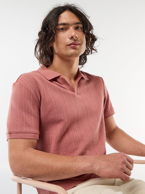 Polo de manga curta em tecido favo de mel - Kiabi