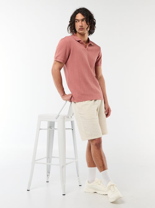 Polo de manga curta em tecido favo de mel - Kiabi