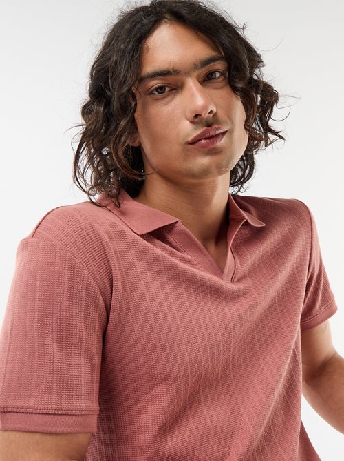 Polo de manga curta em tecido favo de mel - Kiabi