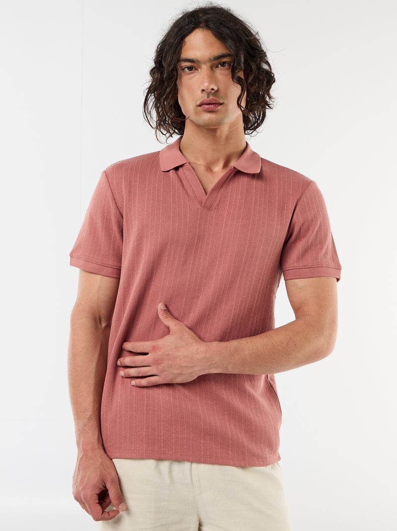 Polo de manga curta em tecido favo de mel Rosa - Kiabi