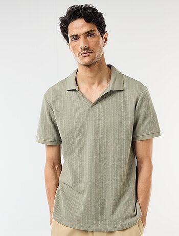 Polo de manga curta em tecido favo de mel