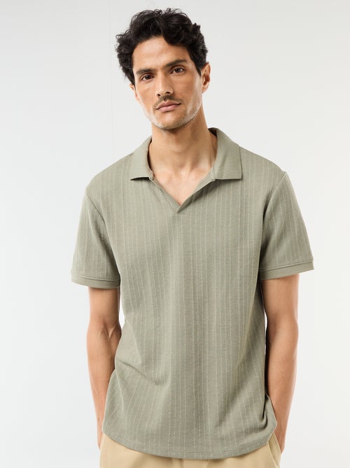 Polo de manga curta em tecido favo de mel - Kiabi