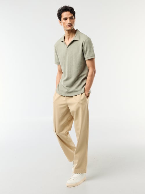 Polo de manga curta em tecido favo de mel - Kiabi