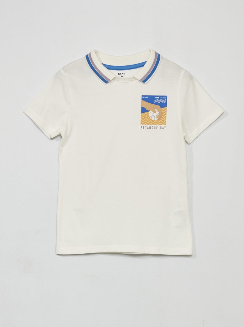 Polo de manga curta 'petanca' BRANCO - Kiabi