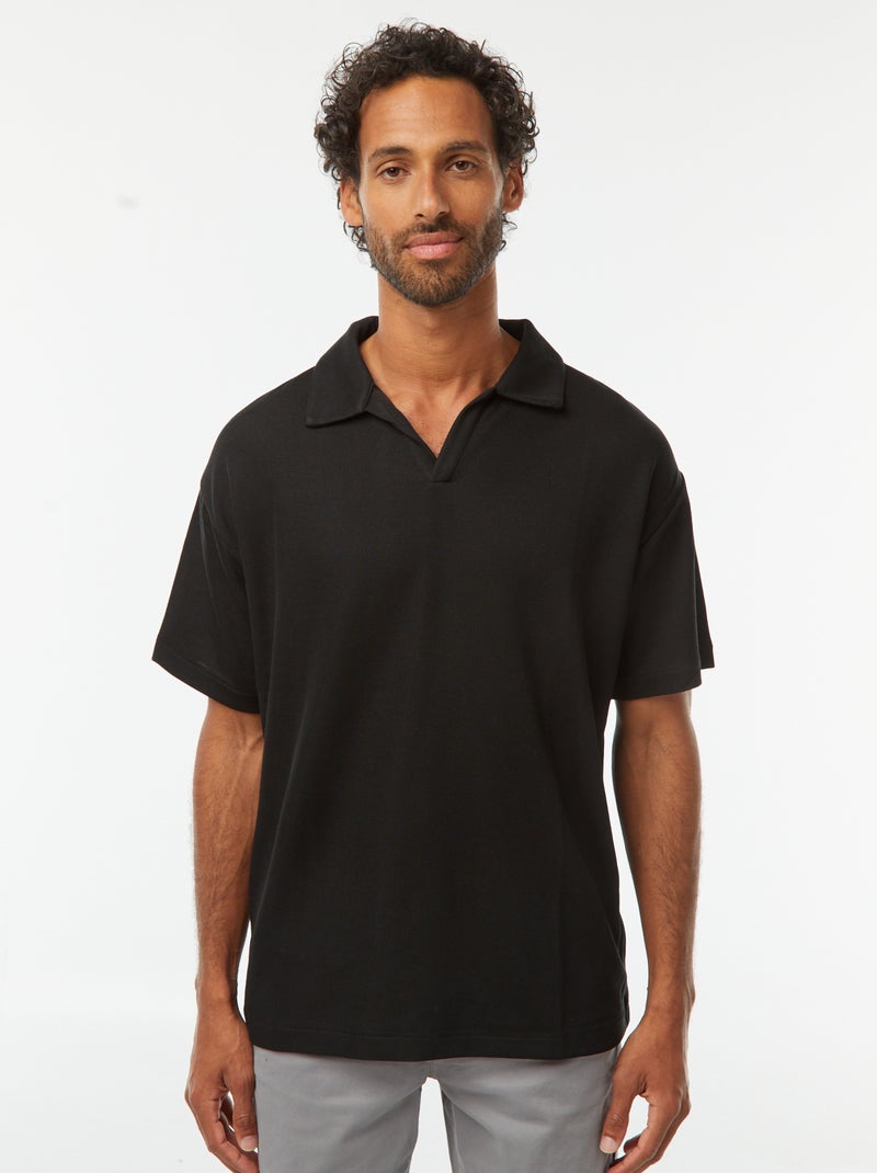 Polo de manga curta Preto - Kiabi