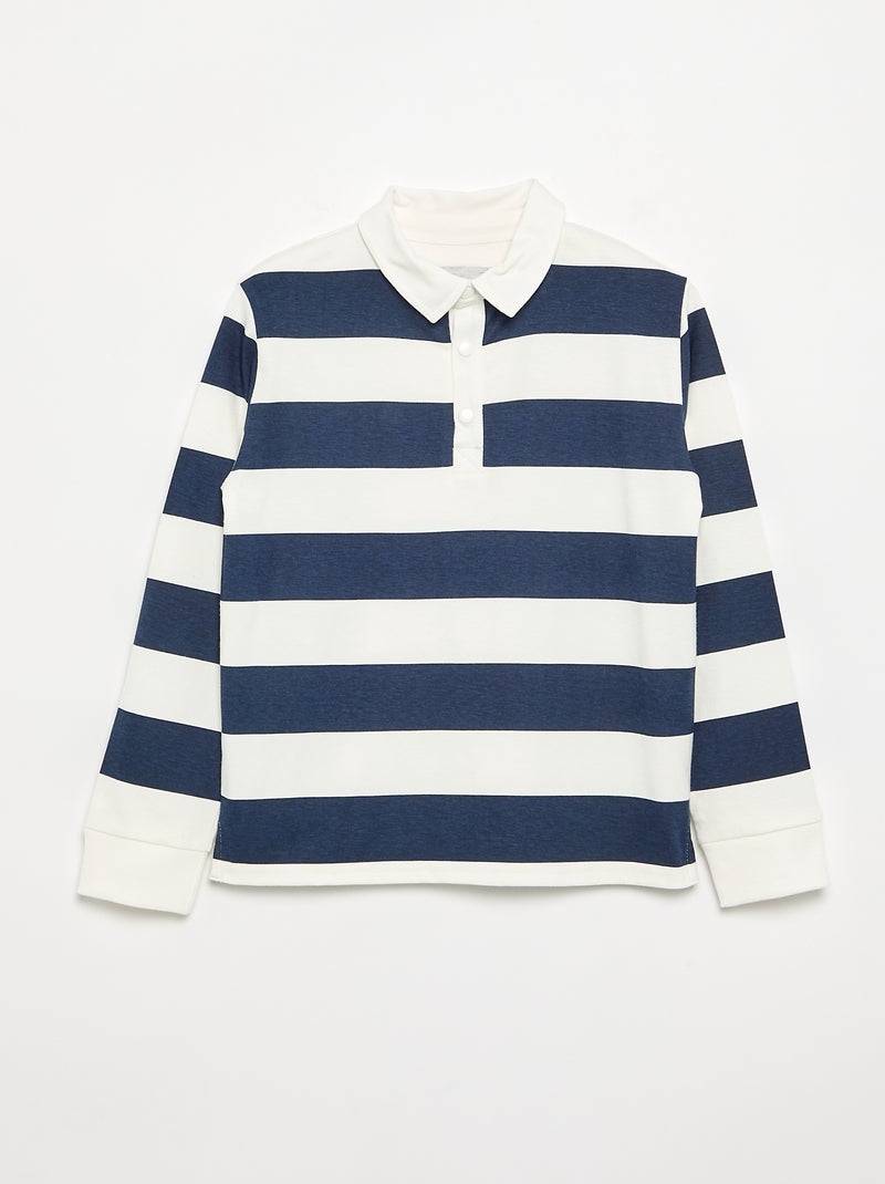 Polo de mangas compridas às riscas - coleção fácil de vestir Azul - Kiabi