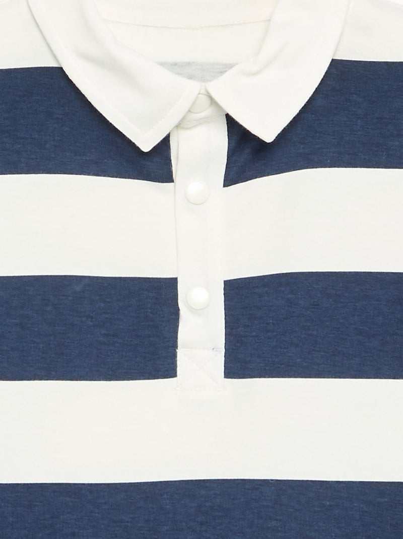 Polo de mangas compridas às riscas - coleção fácil de vestir Azul - Kiabi