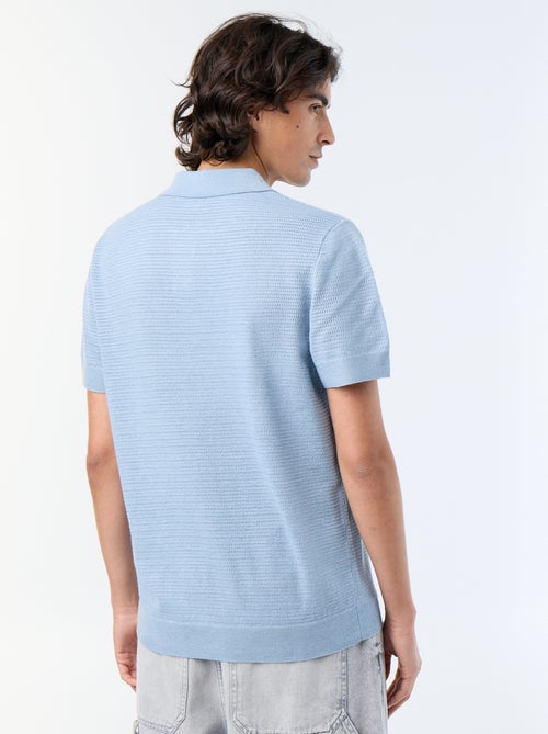 Polo de mangas curtas em malha vazada - Kiabi
