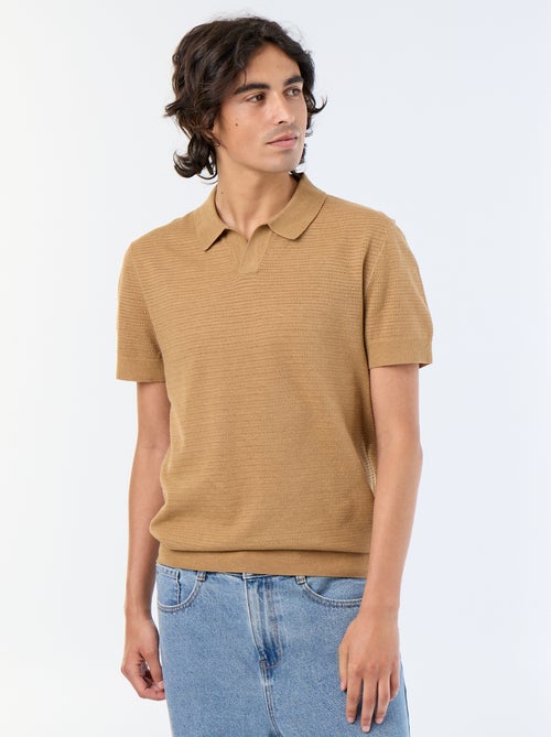 Polo de mangas curtas em malha vazada - Kiabi