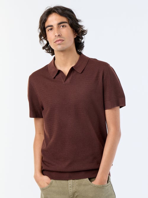 Polo de mangas curtas em malha vazada - Kiabi