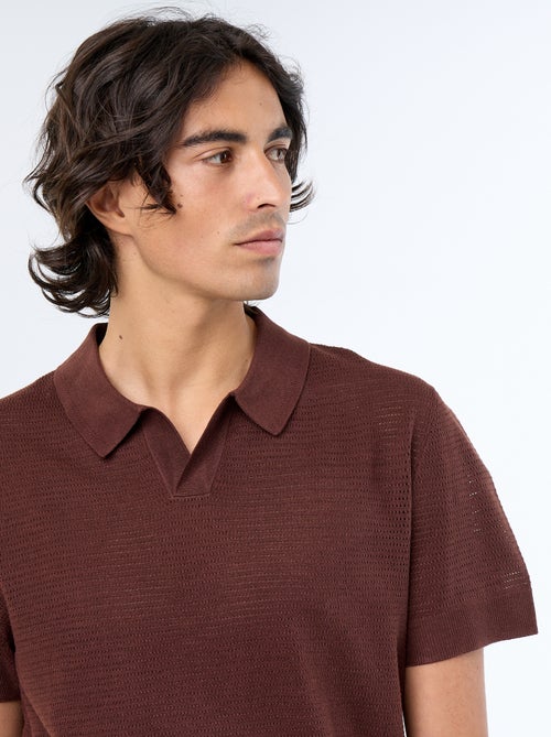 Polo de mangas curtas em malha vazada - Kiabi