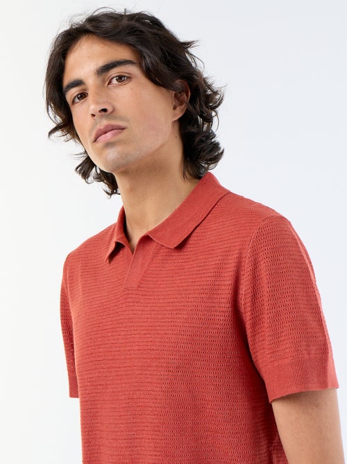 Polo de mangas curtas em malha vazada - Kiabi