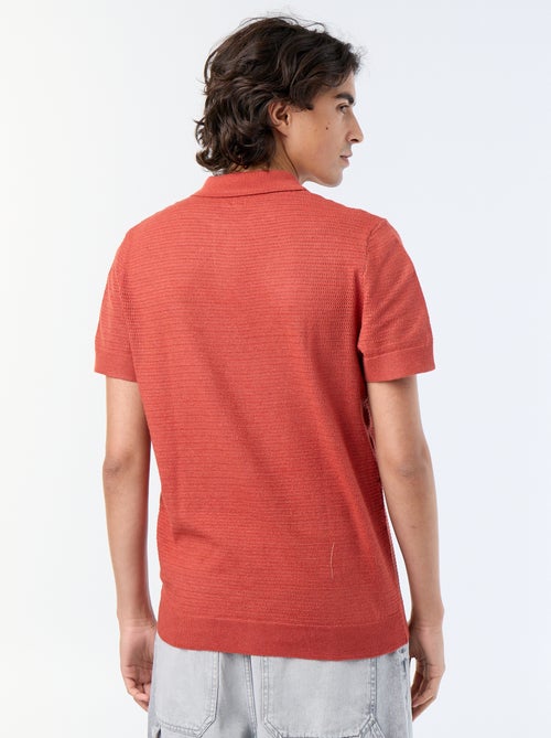 Polo de mangas curtas em malha vazada - Kiabi