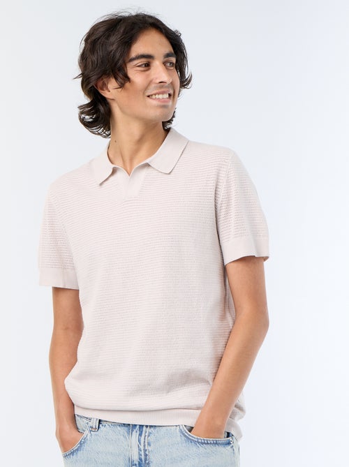 Polo de mangas curtas em malha vazada - Kiabi