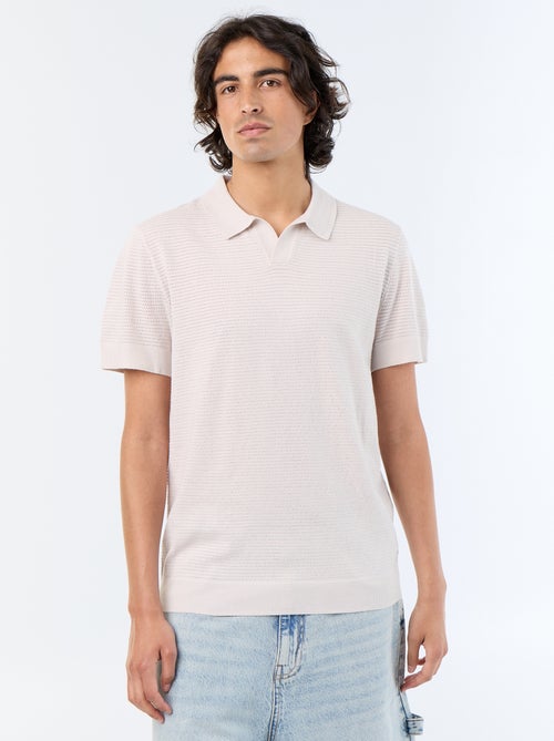 Polo de mangas curtas em malha vazada - Kiabi