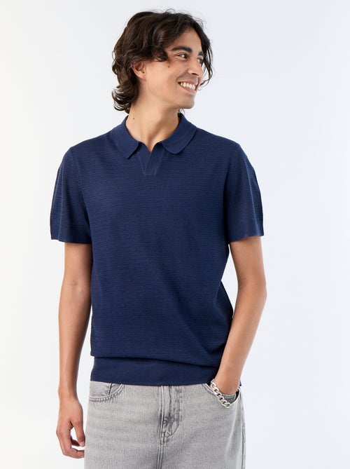 Polo de mangas curtas em malha vazada - Kiabi