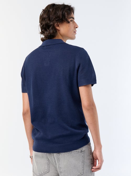 Polo de mangas curtas em malha vazada - Kiabi