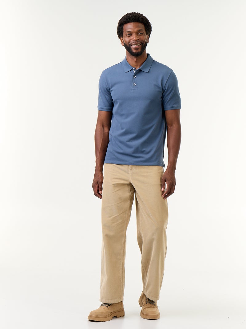 Polo de piqué de algodão Azul - Kiabi