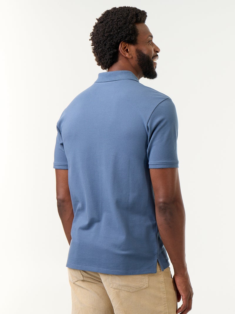 Polo de piqué de algodão Azul - Kiabi
