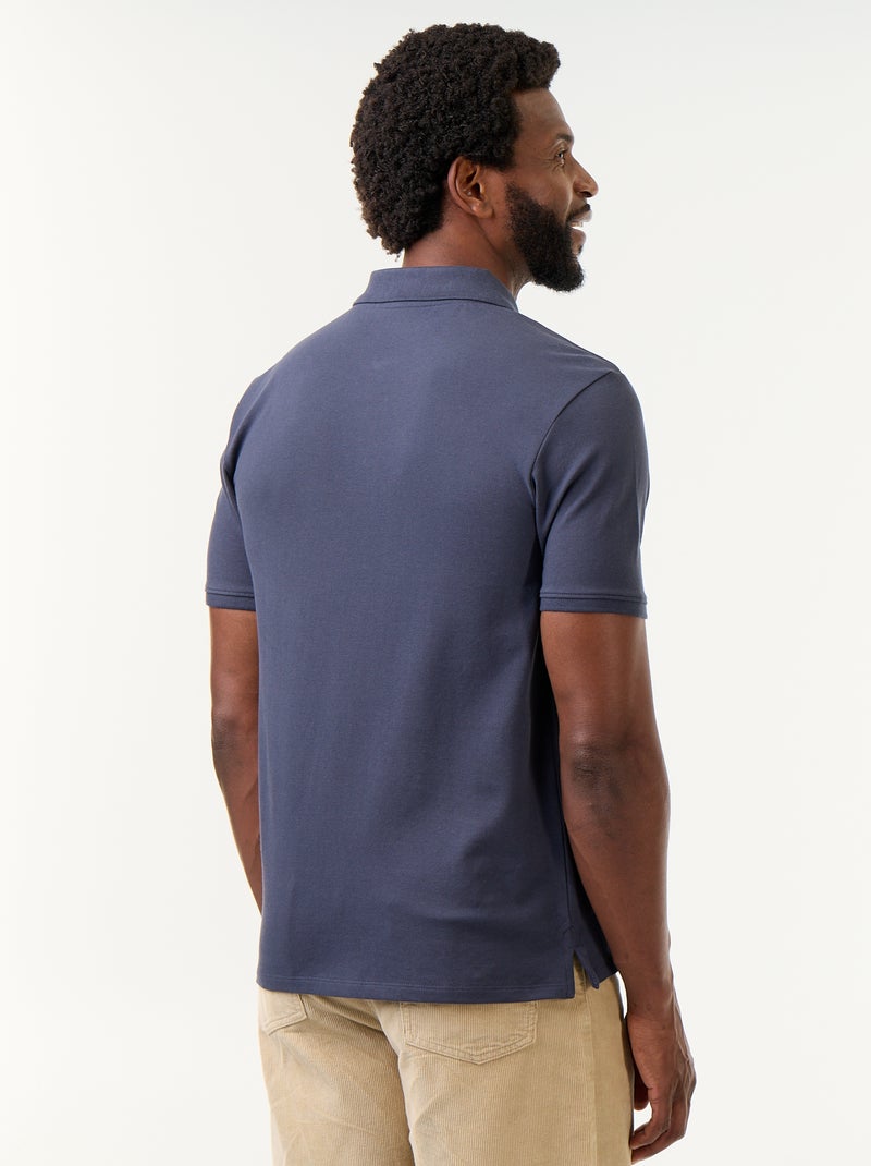 Polo de piqué de algodão Azul - Kiabi