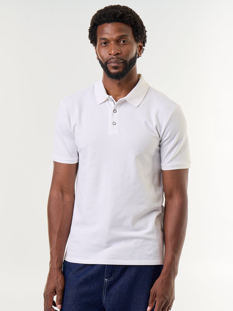 Polo de piqué de algodão Branco - Kiabi