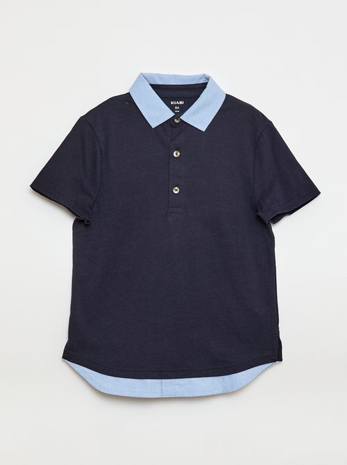 Polo efeito 2-em-1 de mangas curtas - Kiabi