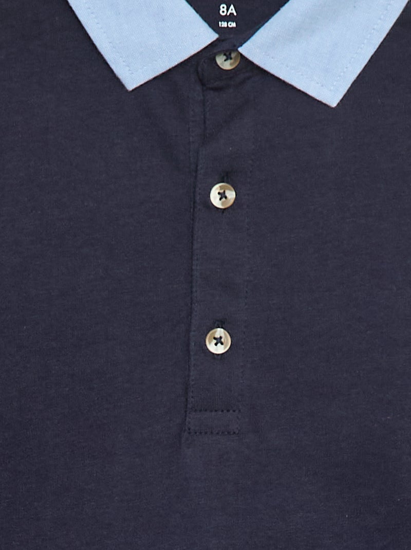 Polo efeito 2-em-1 de mangas curtas Azul - Kiabi