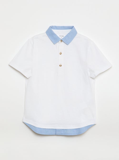 Polo efeito 2 em 1 de mangas curtas - Kiabi