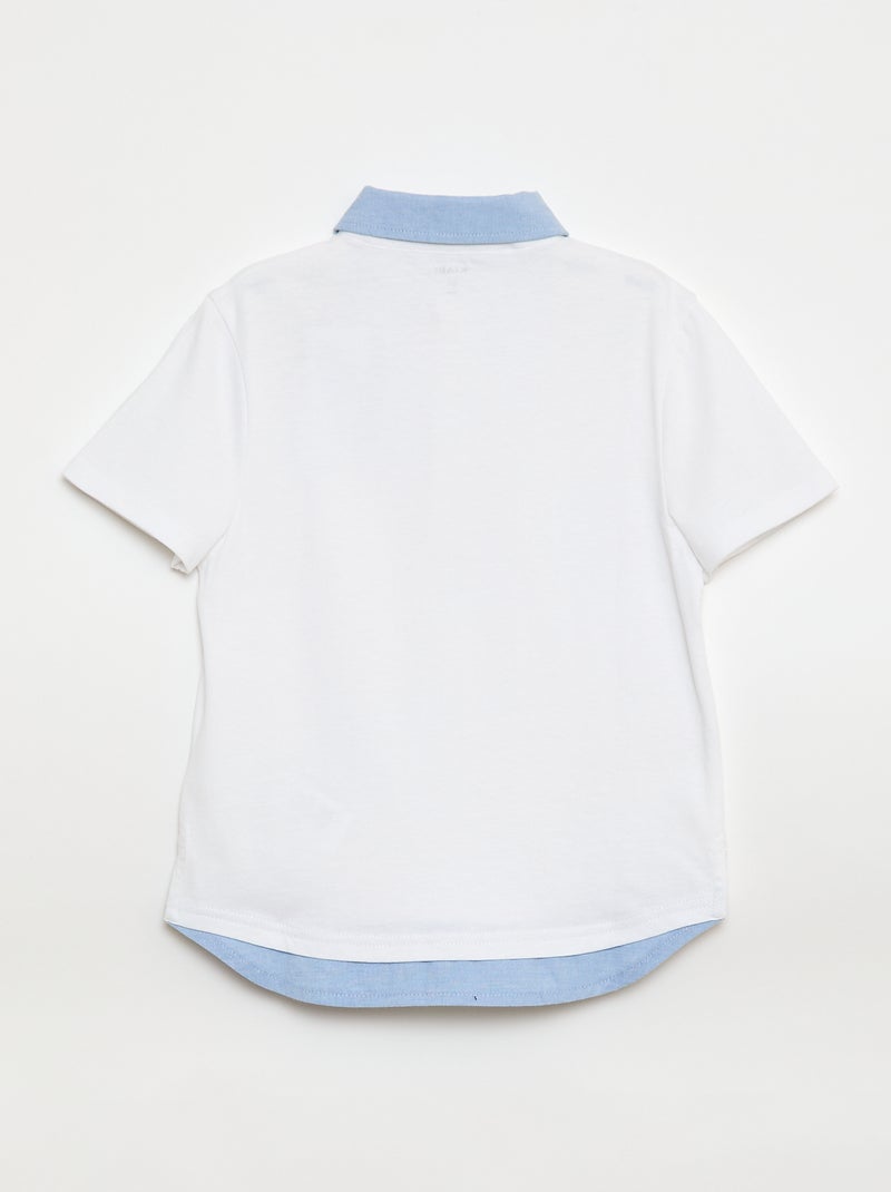 Polo efeito 2 em 1 de mangas curtas Branco - Kiabi