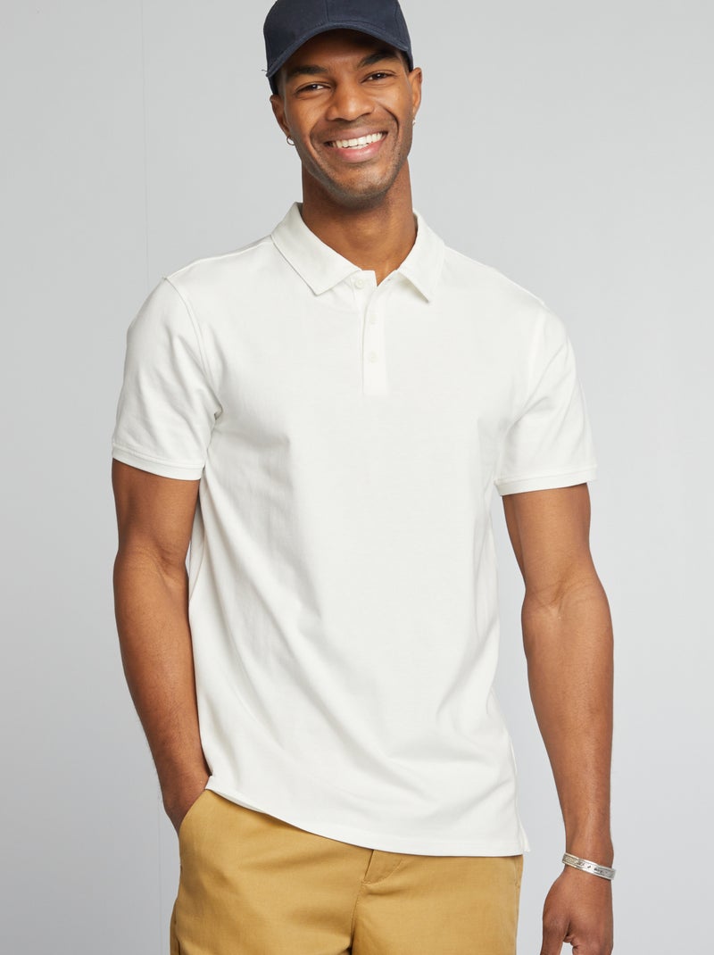 Polo elástico slim fit Branco - Kiabi