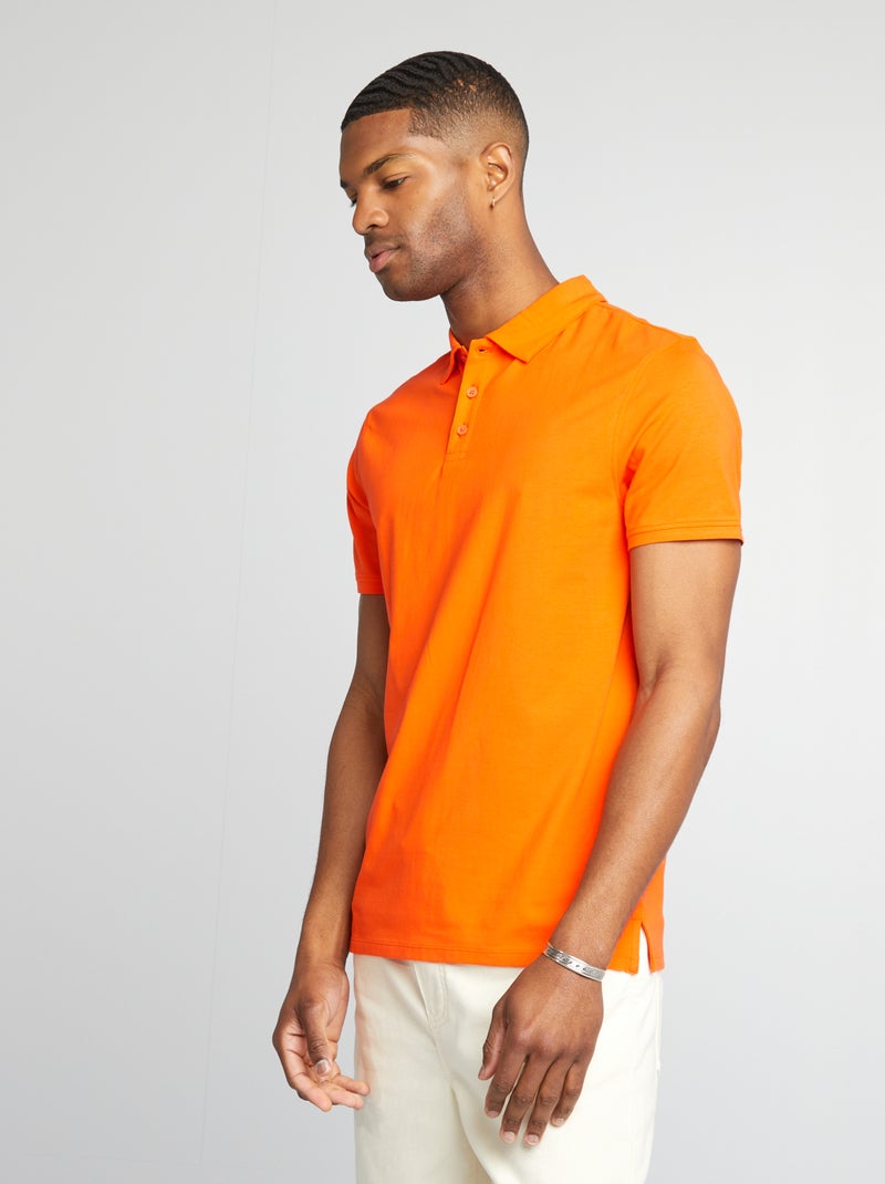 Polo elástico slim fit LARANJA - Kiabi