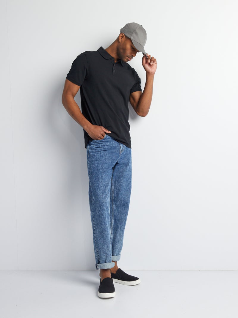 Polo elástico slim fit Preto - Kiabi