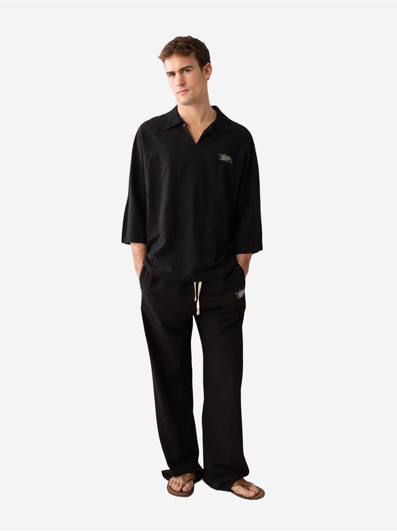 Polo em algodão giesto Preto - Kiabi
