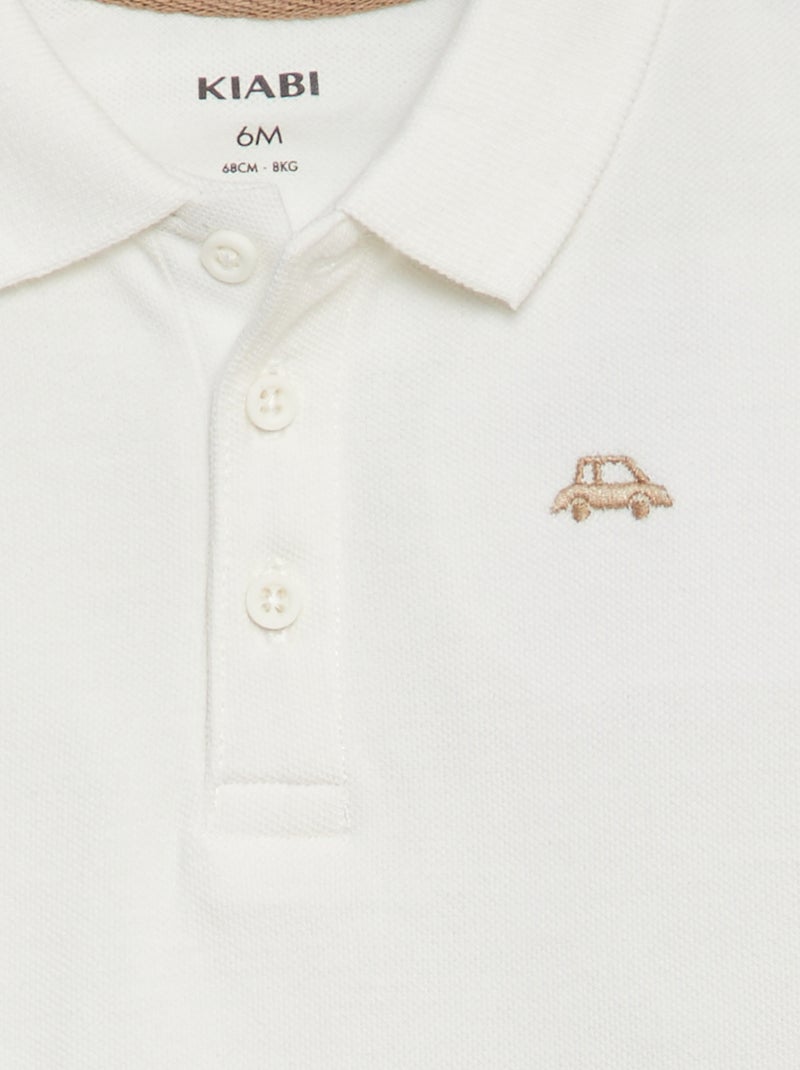Polo em algodão piqué BRANCO - Kiabi